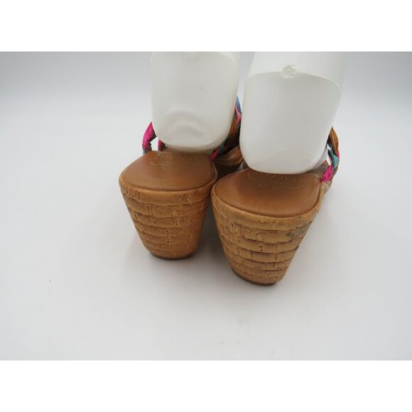 Italian Shoemakers Wedge Sandals Womens Size 7.5 Made in Italy Multicolor Cork - Picture 4 of 11